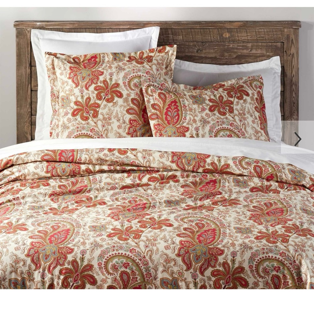 NEW POTTERYBARN Charlie Paisley Organic Percale Duvet Cover, full/queen